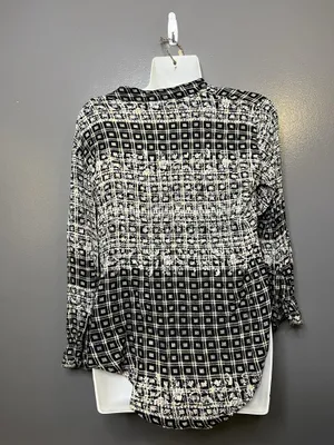 Free People Blouse Womens Medium Black Check Henley Button Boho Tunic Top thumbnail 5
