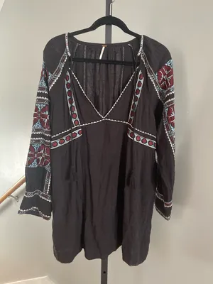 Free People All My Life Embroidered Smocked Mini Dress Size Small thumbnail 3