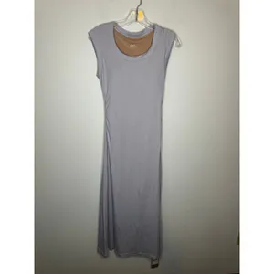 OGL Scoop Neck Side Ruched New Airy Bra Midi Dress Powder Lilac Size S New thumbnail 2