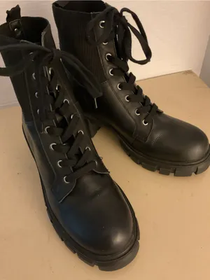 Steve Madden women leather Black Lace-Up Combat Nanet Boots US 9.5 thumbnail 9