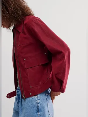 Free People We The Free Blair Vegan Suede Jacket in Dionysus S thumbnail 3
