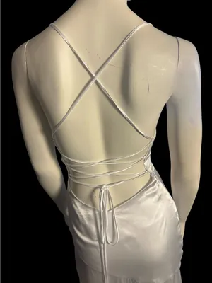 Monvelli Satin Maxi Slip Dress White Size 4 NWT thumbnail 4