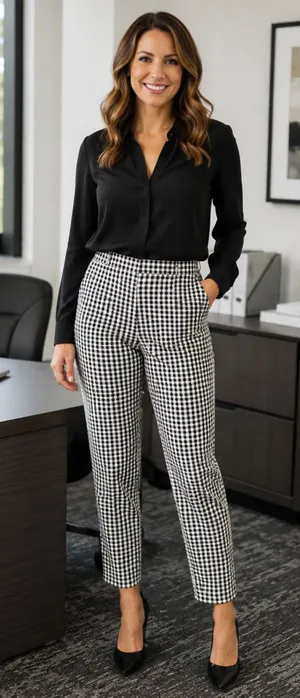 Old Navy Womens Size 14 Black White Gingham Check Skinny Ankle Pants Stretch thumbnail 1