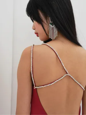 For Love And Lemons Elora Midi Dress Red Medium NWT Evening Party Slit Holiday thumbnail 4
