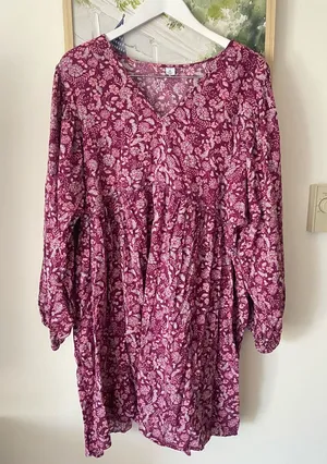 Old Navy Long Sleeve V-Neck Swing Floral Mini Dress Burgundy Pink XXL thumbnail 1