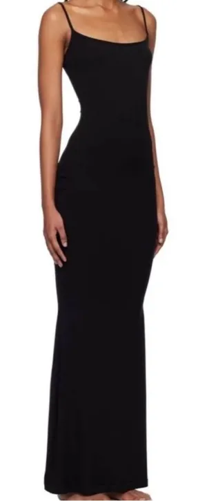 Skims Ribbed Spaghetti Strap Maxi Dress in Onyx thumbnail 1