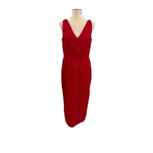 Finders Keepers‎ Spectrum Red Embroidered Midi Dress Sheath V Neck NWT Medium thumbnail 2