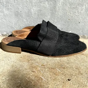 Free People At Ease Loafers Leather Slip On Square Toe Stacked Heel Black 10.5 thumbnail 3