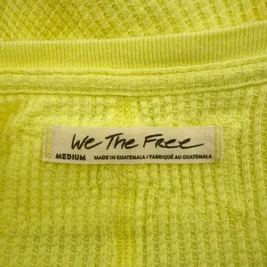 Free People Microphone Drop Lemon Grass Yellow Thermal Top Waffle‎ Knit Medium thumbnail 8