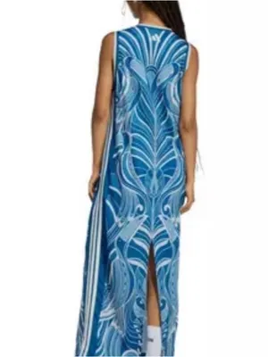 FARM Rio x adidas Blue Graphic Maxi Dress with White Accents thumbnail 3