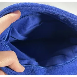 Womens Makeup Pouch Cosmetic‎ Wallet Blue Felted Skull Crossbones Punk Goth thumbnail 3