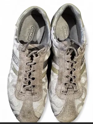Coach Taupe Signature Stripe Lace-Up Sneakers thumbnail 4
