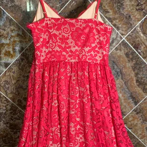 Women's NSR Crochet Stretch Lace Midi Dress Vibrant Reddish Pink Small NWOT thumbnail 8