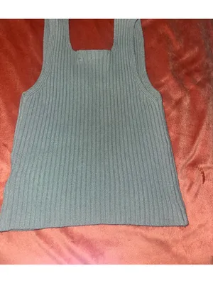 John Galt Square Neck Cropped Ribbed Sweater Tank thumbnail 5