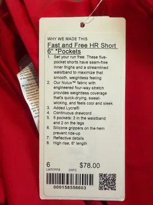 Lululemon Fast and Free HR Short 6” *Pockets Oxford Red 6 NWT thumbnail 9