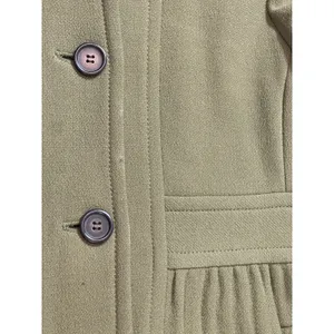 J.Crew Double Cloth Olive Green Wool Blend Coat Jacket Button Front M READ thumbnail 11