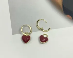 18K Gold Plated Love Heart Dangle Drop Earrings for Women, Red Heart Earrings thumbnail 3