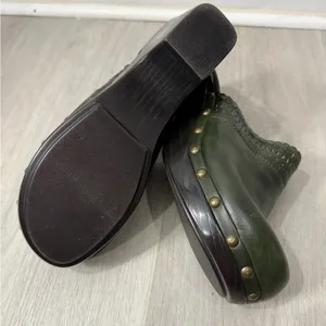 Elegant‎ Dark Green Leather Mules Size 8 thumbnail 4