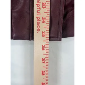 Wild Fable Burgundy Faux Leather Bomber Jacket Removable Faux Fur Collar Size S thumbnail 6