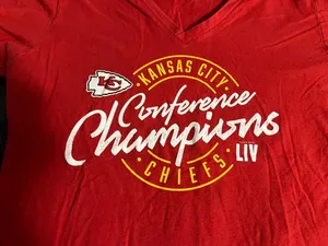 NFL Team Apparel Kansas City Chiefs Women's Super Bowl LIV Conference Champions V-Neck T-Shirt thumbnail 2