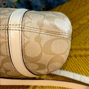 Coach Beige Signature Monogram Coated Canvas Crossbody/ Shoulder Bag thumbnail 13