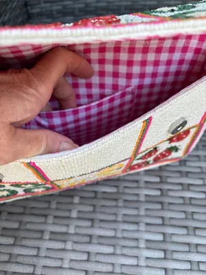 HANDMADE in Made in India Beaded Fruit lined Bag Pink thumbnail 8