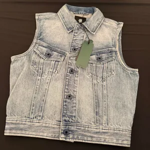 G-Star Raw Denim Vest Womens S‎ Blue Slim Denim Vest WMN Sun Faded Sleeveless thumbnail 4