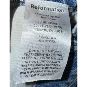 Reformation Shorts Denim High Rise Button Fly Cut Off Sz 31 Blue Distressed‎ thumbnail 4