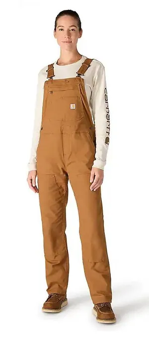Carhartt women's size XL short loose fit Duck Canvas Bib Overalls thumbnail 1