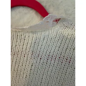 Blair‎ Boutique Vintage Lace Collar Pearl Button Knit Sweater Off-White Large thumbnail 10