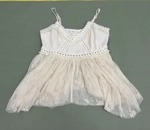 Lucky Brand Cream Embroidered Mesh Lace Trim Boho Camisole Top Medium thumbnail 1