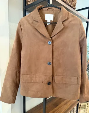 H&M Brown Suede Blazer Jacket thumbnail 1
