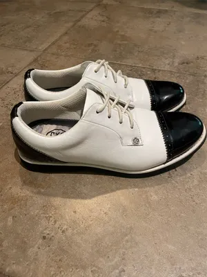G/FORE Womens Cap Toe Gallivanter Leather Golf Shoes White Black Onyx Size 8 38 thumbnail 10