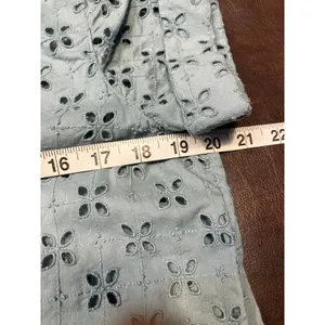 GAP XXS Blue Eyelet‎ Shirt Dress Button Front Short Sleeve Preppy Coquette thumbnail 15