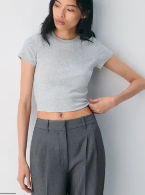 Aritzia TNA HomeStretch Rib Crew Waist T-Shirt thumbnail 1