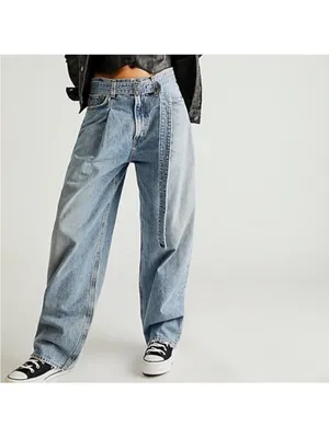 Agolde Free People Belted Baggy Jeans in Outlander thumbnail 2