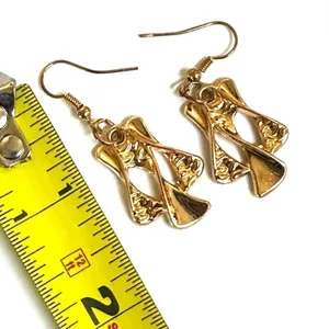 Gold tone drop earrings thumbnail 6