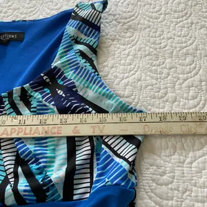 Perceptions Vibrant Blue Patterned Midi Dress Size Medium thumbnail 8