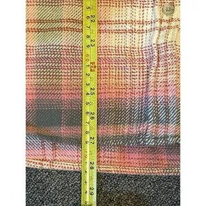 American Eagle Green Orange Plaid Fleece Flannel Oversized Button-down Shirt XS thumbnail 14