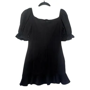 Princess Polly Black Square Neck Puff‎ Sleeve Ruffle Hem Mini Dress US 8 thumbnail 5