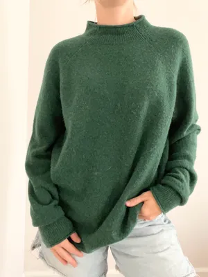 J. Crew Deep Green Wool Roll Neck Sweater thumbnail 2