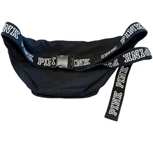 PINK Victoria's Secret Black Belt Bag with Silver Accents thumbnail 2