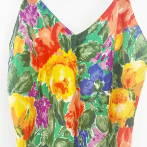 Victoria's Secret Vintage Gold Label 90s Vibrant Floral‎ Print Mini Slip Dress S thumbnail 4
