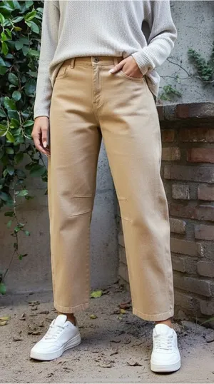 Rae Mode cotton twill barrel ankle pants Tan size Large thumbnail 1
