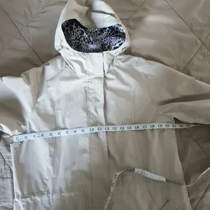 Free Country Women's Jacket Rain Hooded Beige Canvas Trench Gorpcore Sz Medium thumbnail 10