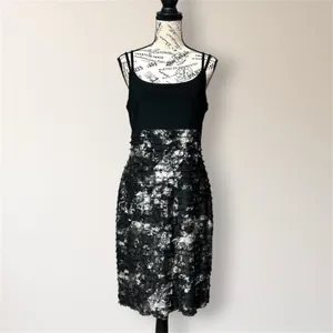 Joseph Ribkoff Black Silver Metallic Ruffle Dress Homecoming Cocktail Party‎ 12 thumbnail 2