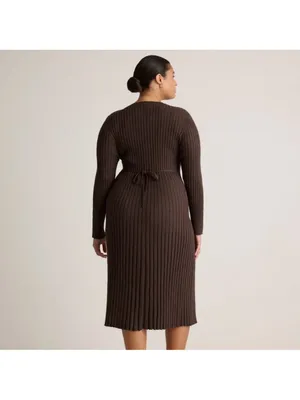 Quince Cotton Cashmere Ribbed Long Sleeve Crew Midi Dress, XL thumbnail 2