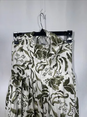 1. State Womens Green White Floral Linen Maxi Halter Dress Small thumbnail 2