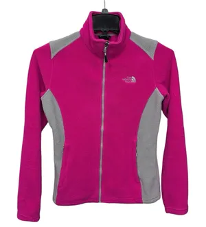The North Face Jacket Womens Size‎ Small Pink Gray Fleece Full Zip Pockets thumbnail 1