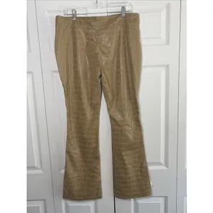 Neutral Zone Croc Embossed Faux Leather Pants Womens Size L Tan Y2K Flare PVC thumbnail 2
